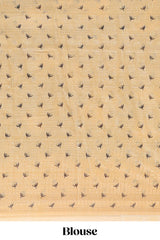 Blackwith cream checked floral motifs chiffon saree with self zari border and contrast blouse