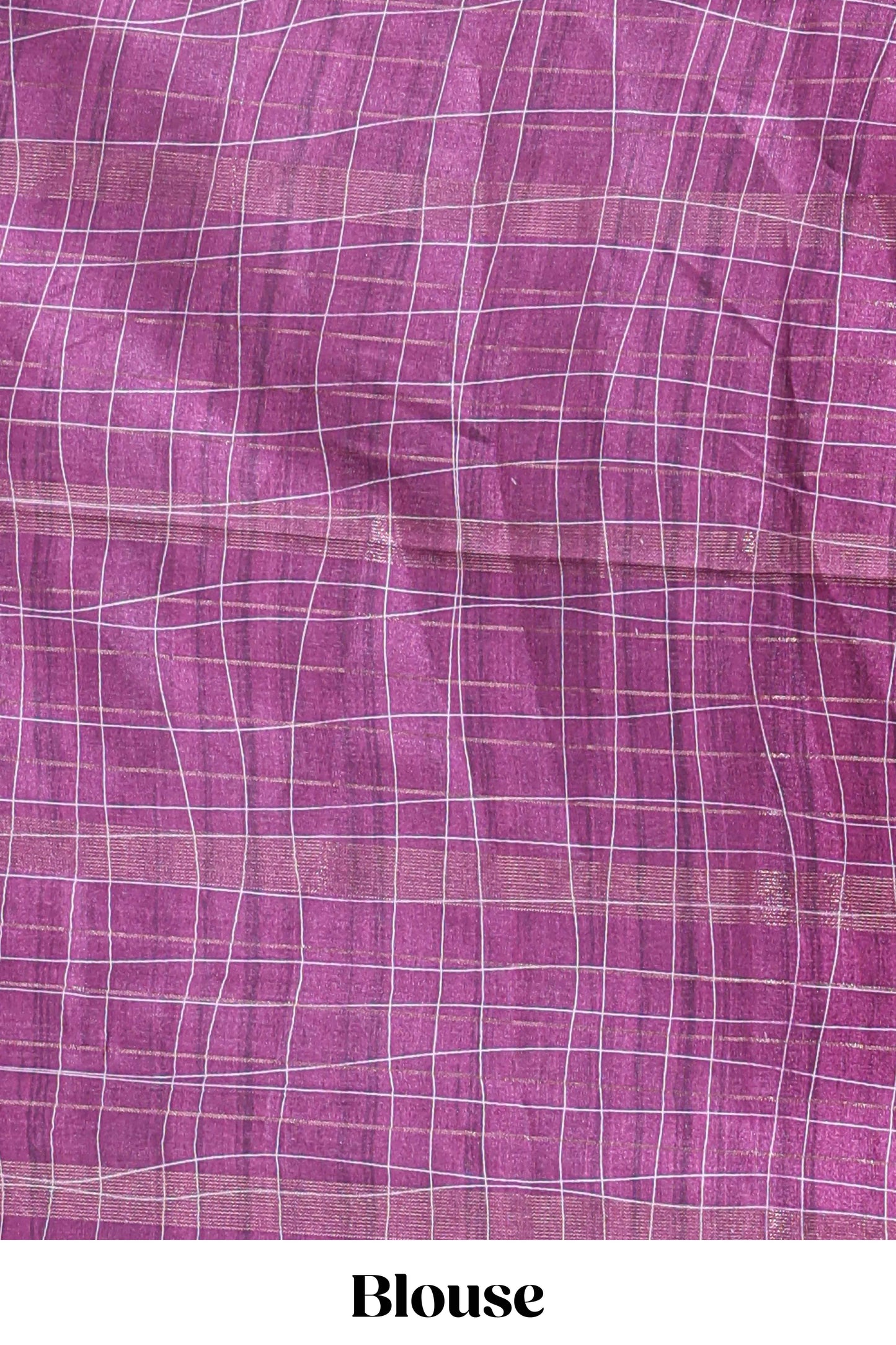 Pink checked birds & floral design chanderi cotton saree with contrast border and blouse