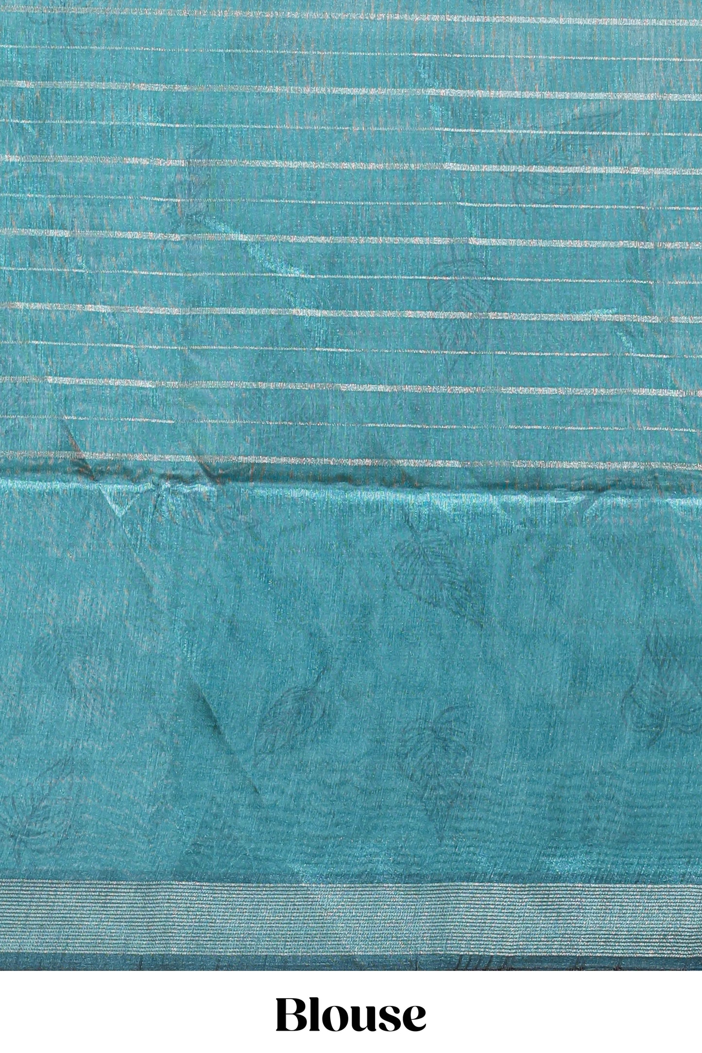 Green striped leaf design chanderi cotton saree with contrast floral & crane design border and blouse