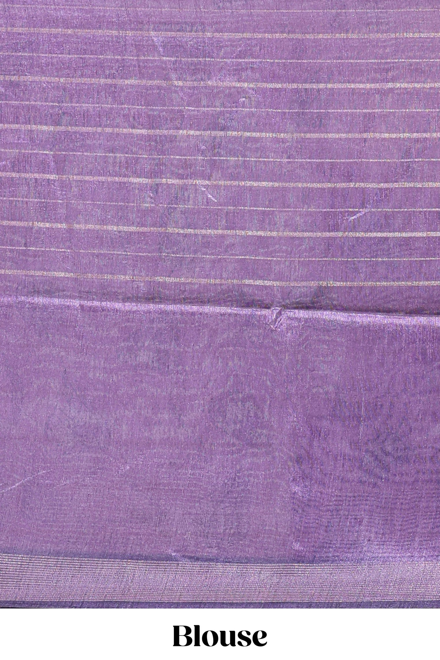 Violet striped leaf design chanderi cotton saree with contrast floral & crane design border and blouse