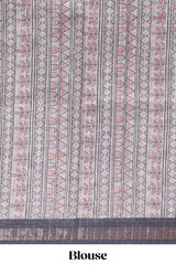 Dual shade bhandhini style floral design chanderi cotton saree with self zari border and contrast printed blouse
