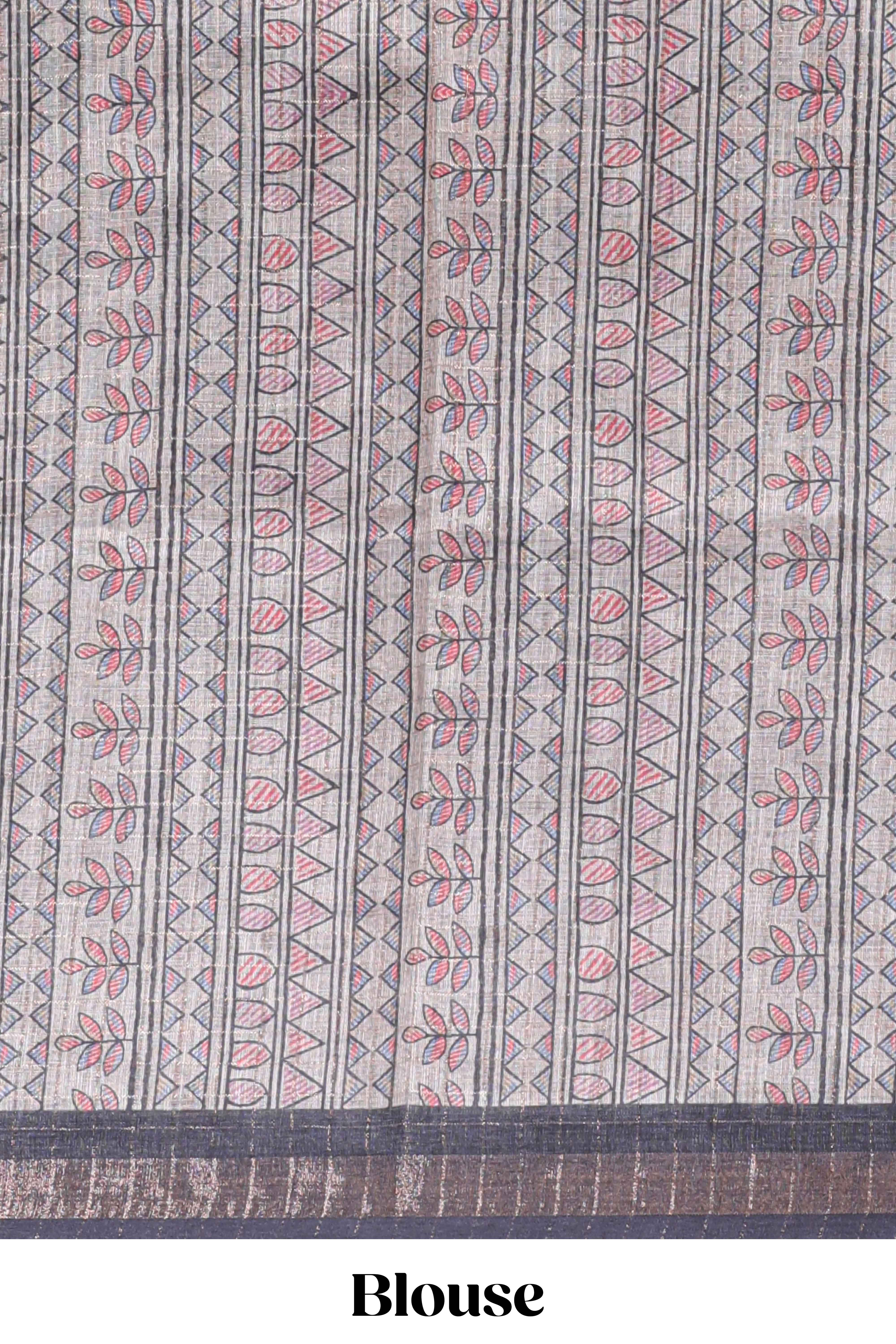 Dual shade bhandhini style floral design chanderi cotton saree with self zari border and contrast printed blouse