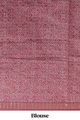 Orange & maroon dual shade checked floral design chanderi cotton saree with self zari border and matching blouse