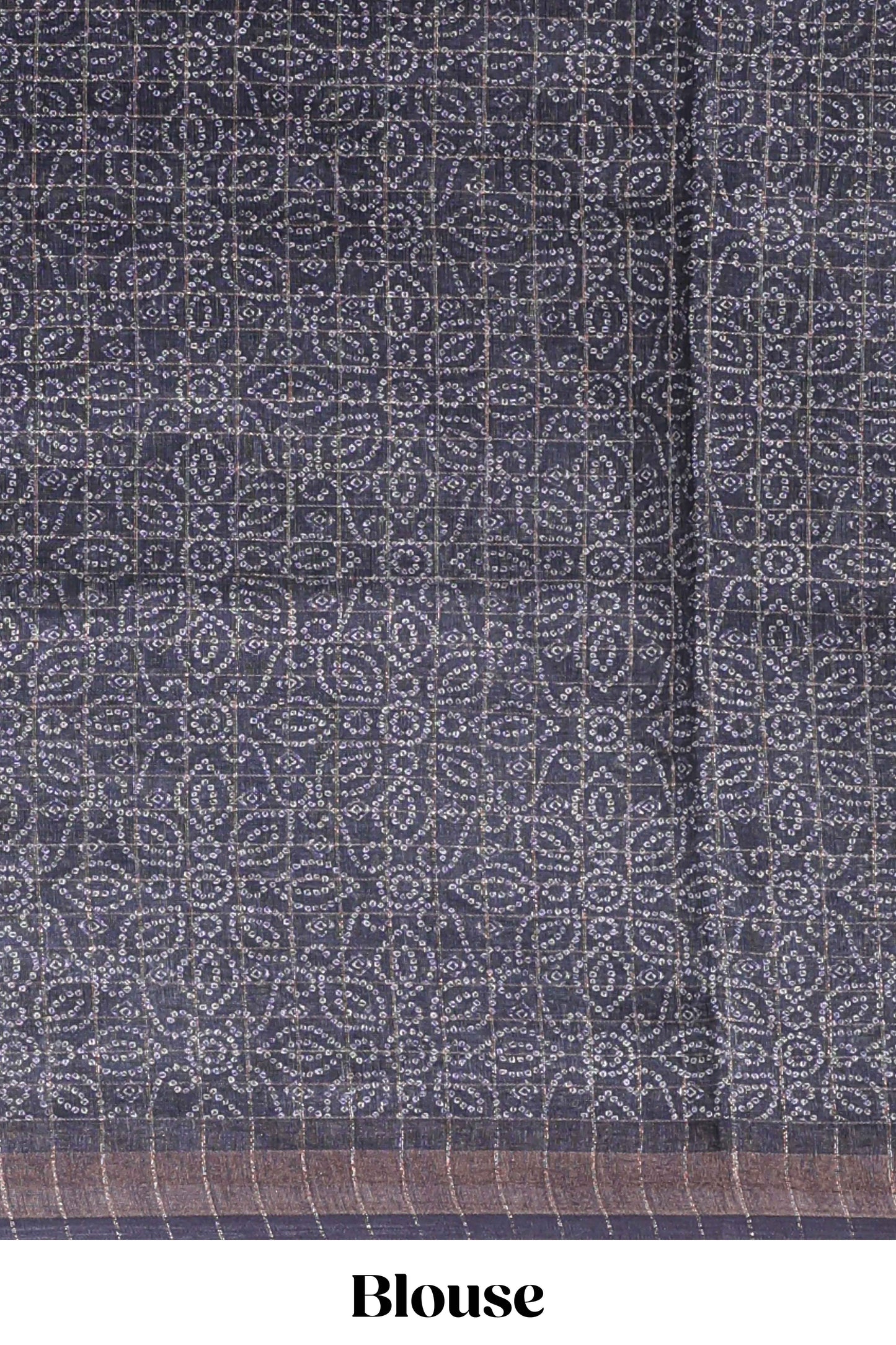 Blue & dark blue dual shade checked floral design chanderi cotton saree with self zari border and matching blouse