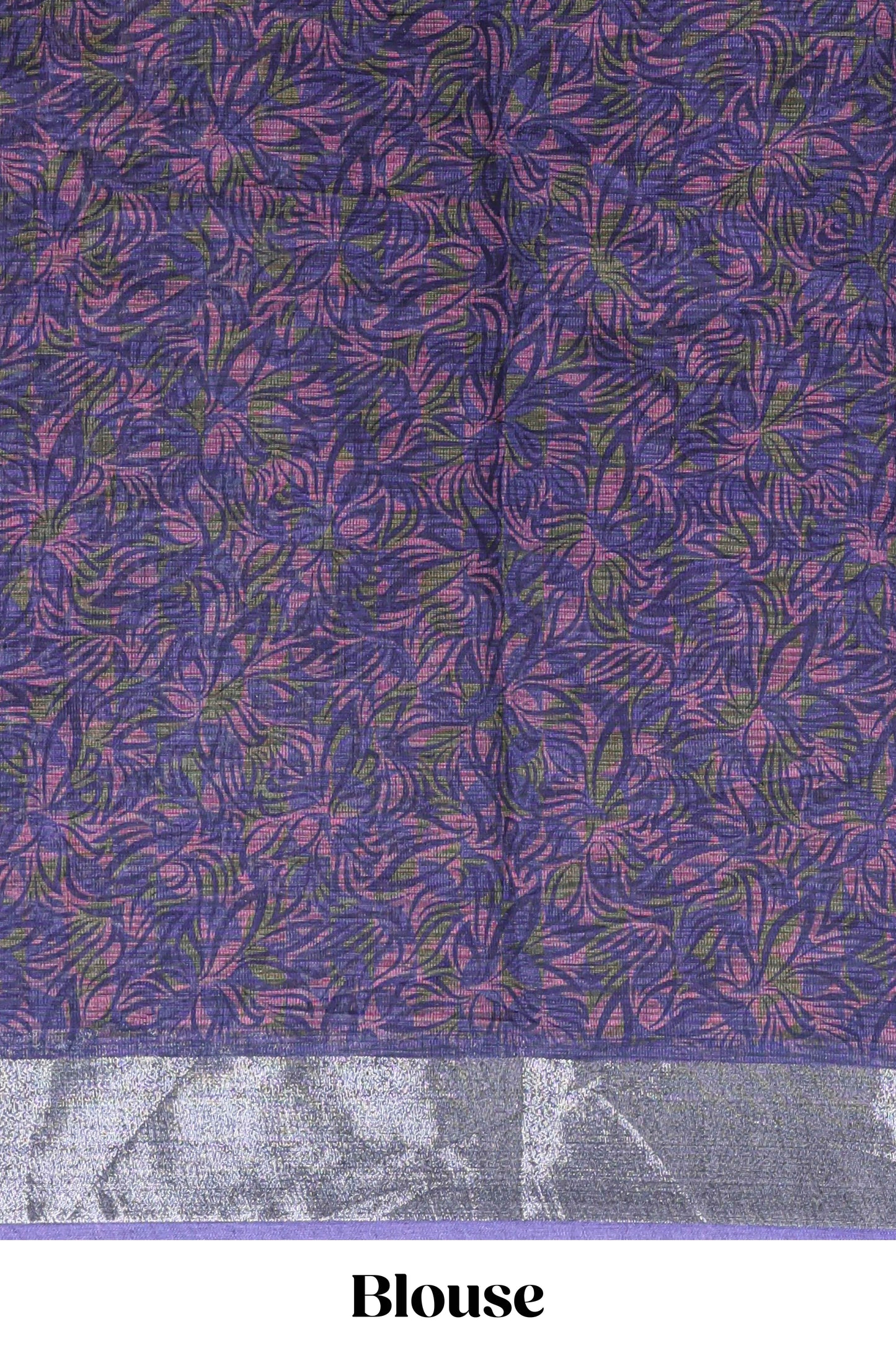 Lavender floral design chanderi cotton saree with contrast zari border and matching blouse