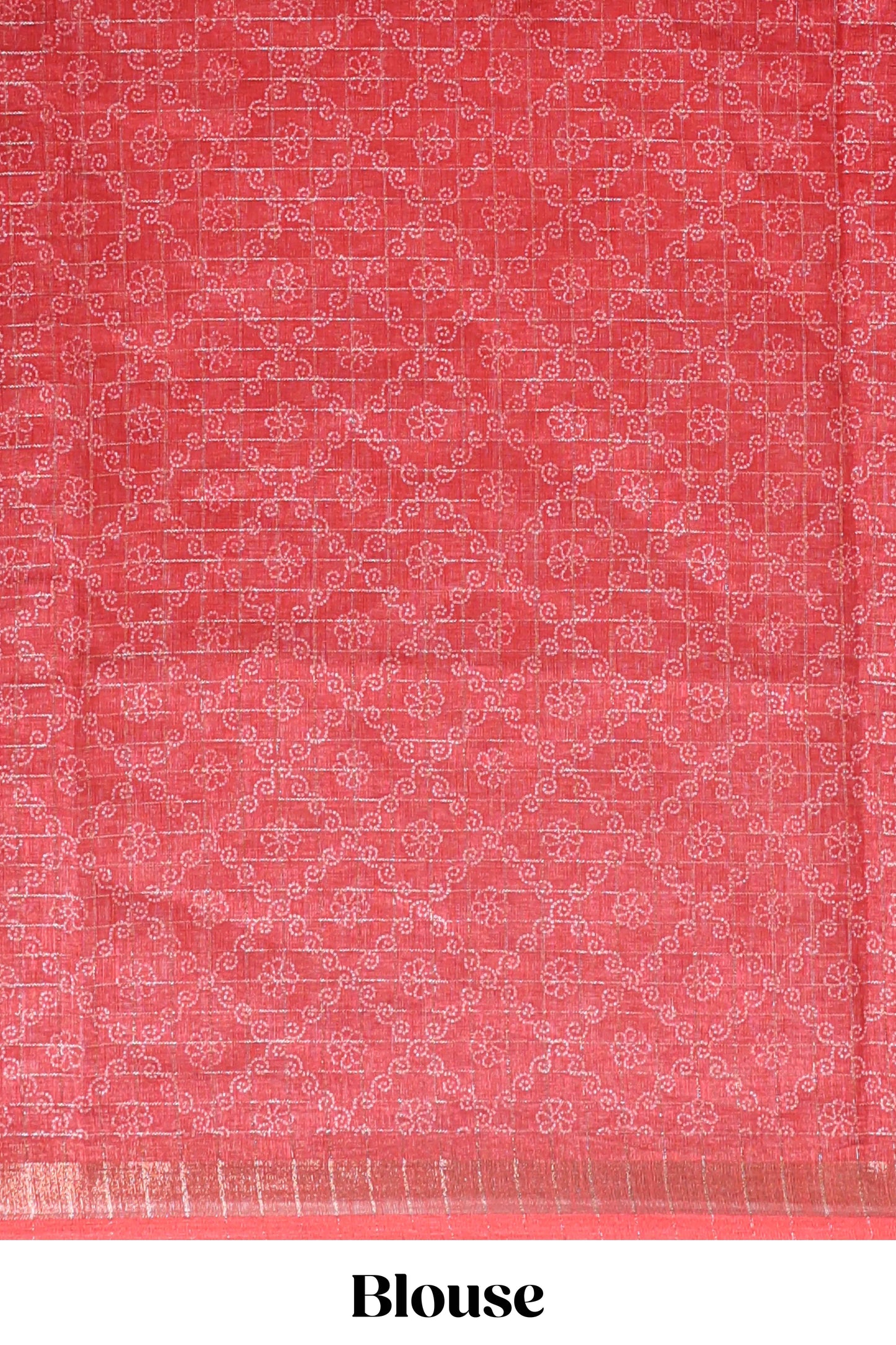 Orange & red dual shade checked chanderi cotton saree with self zari border and blouse