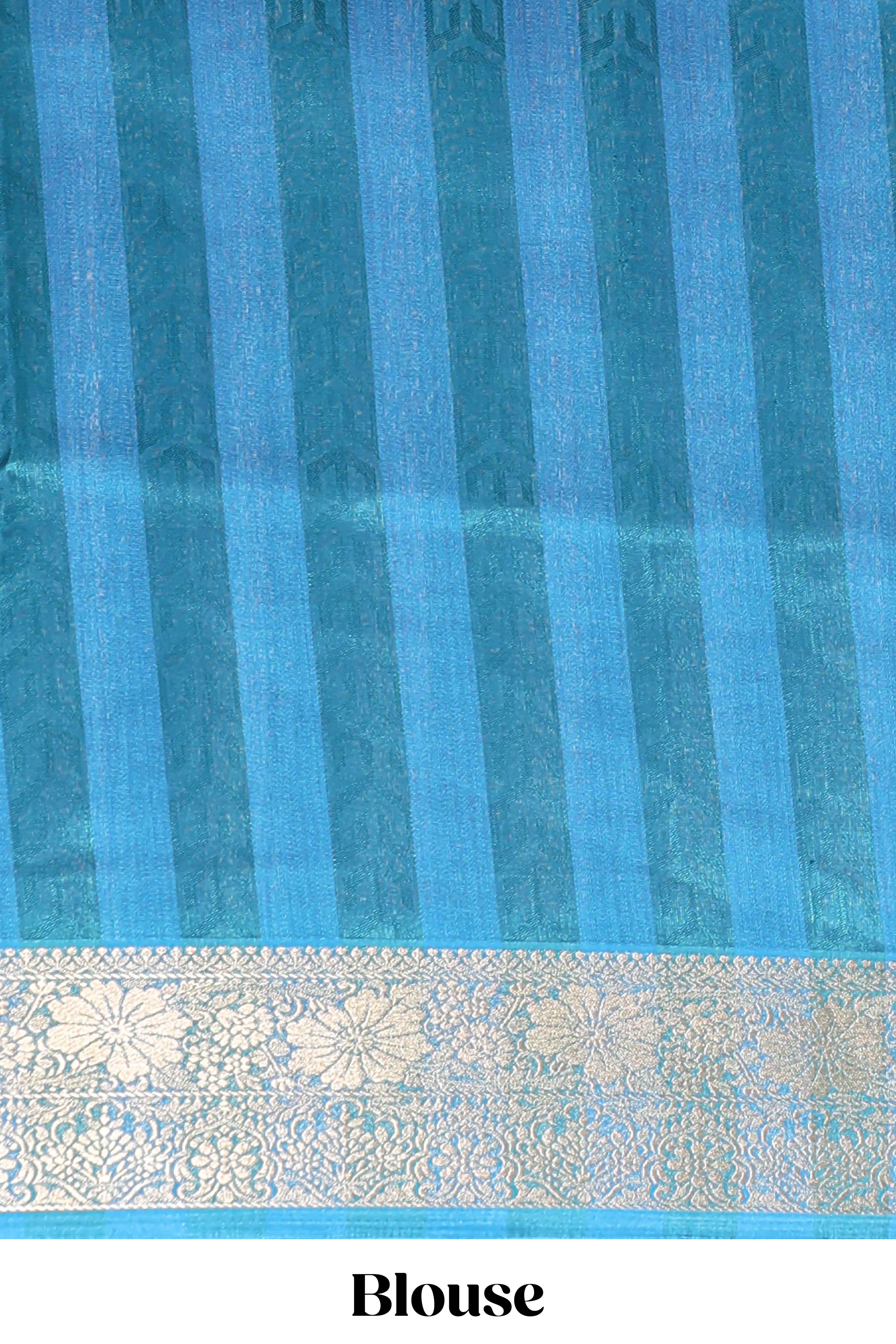 Orange striped kalamkari design chanderi cotton with contrast zai border and self pallu