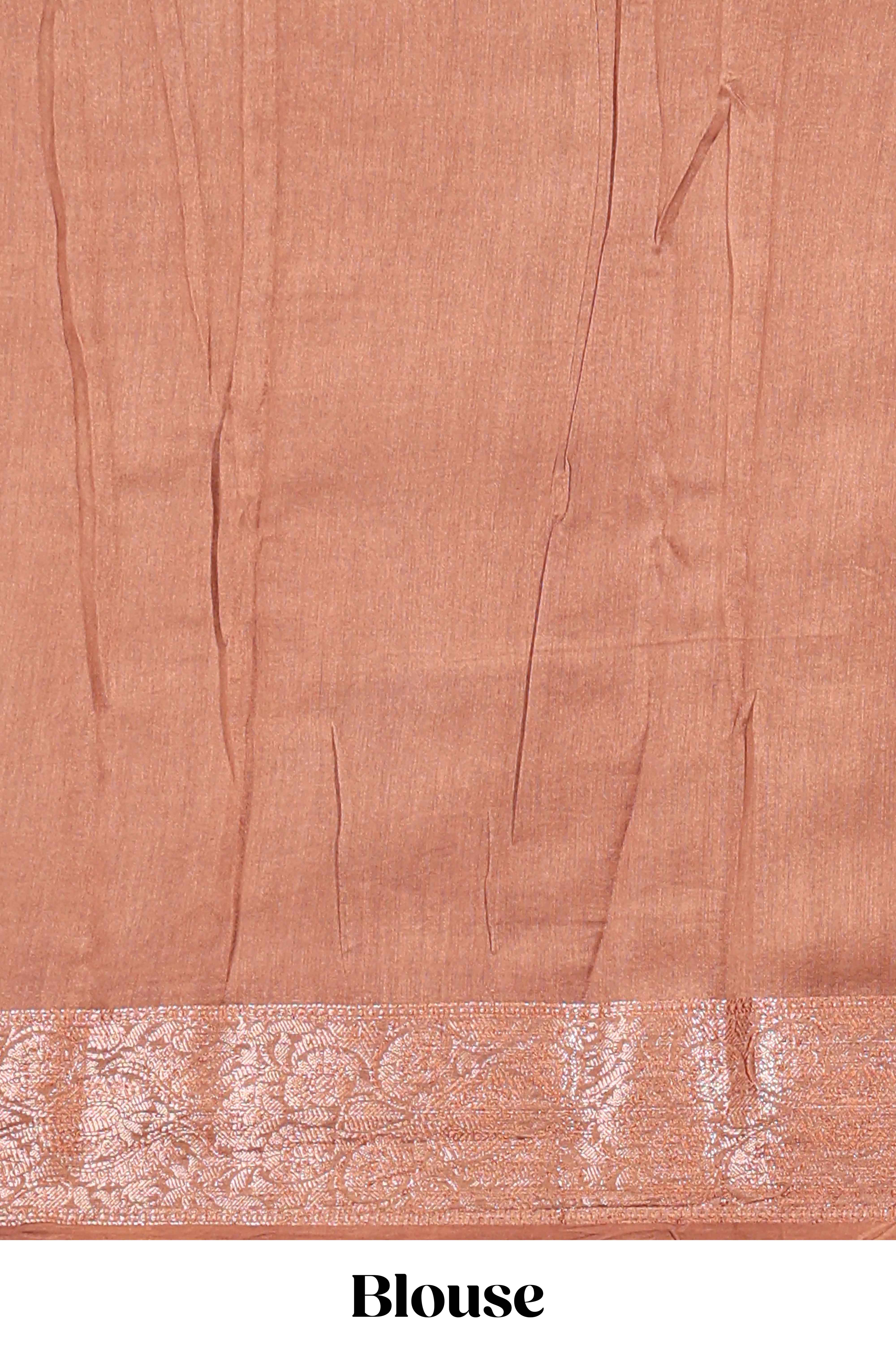 Sandal geometric checked design chanderi cotton saree with contrast zari border and plain blouse