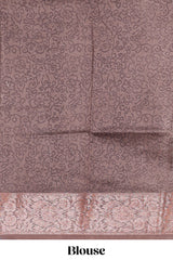 Sandal geometric checked design chanderi cotton saree with contrast zari border and plain blouse