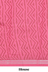 Maroon chevron design chanderi cotton saree with self border and matching printed blouse