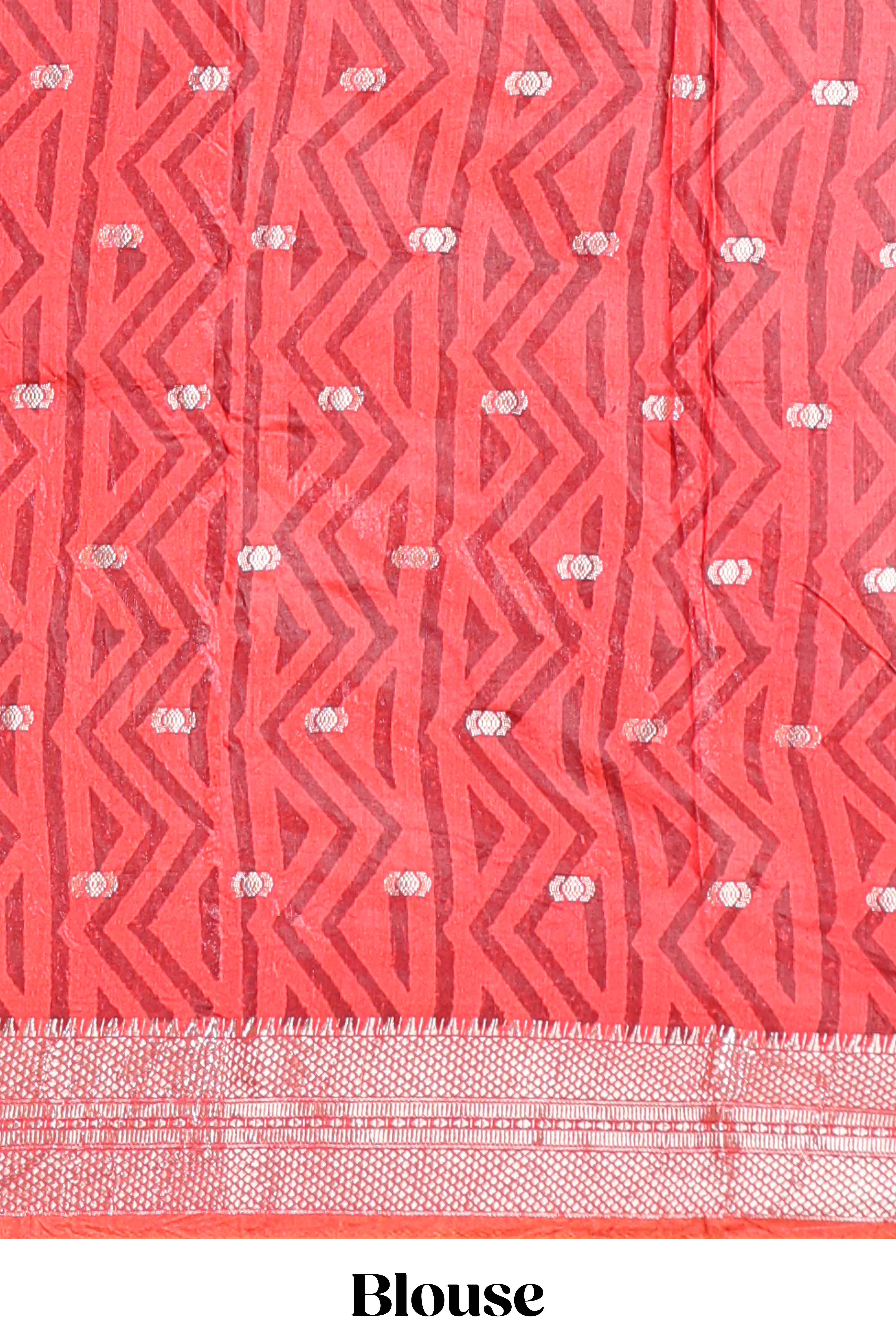 Cream floral design chanderi cotton saree with contrast border and printed blouse