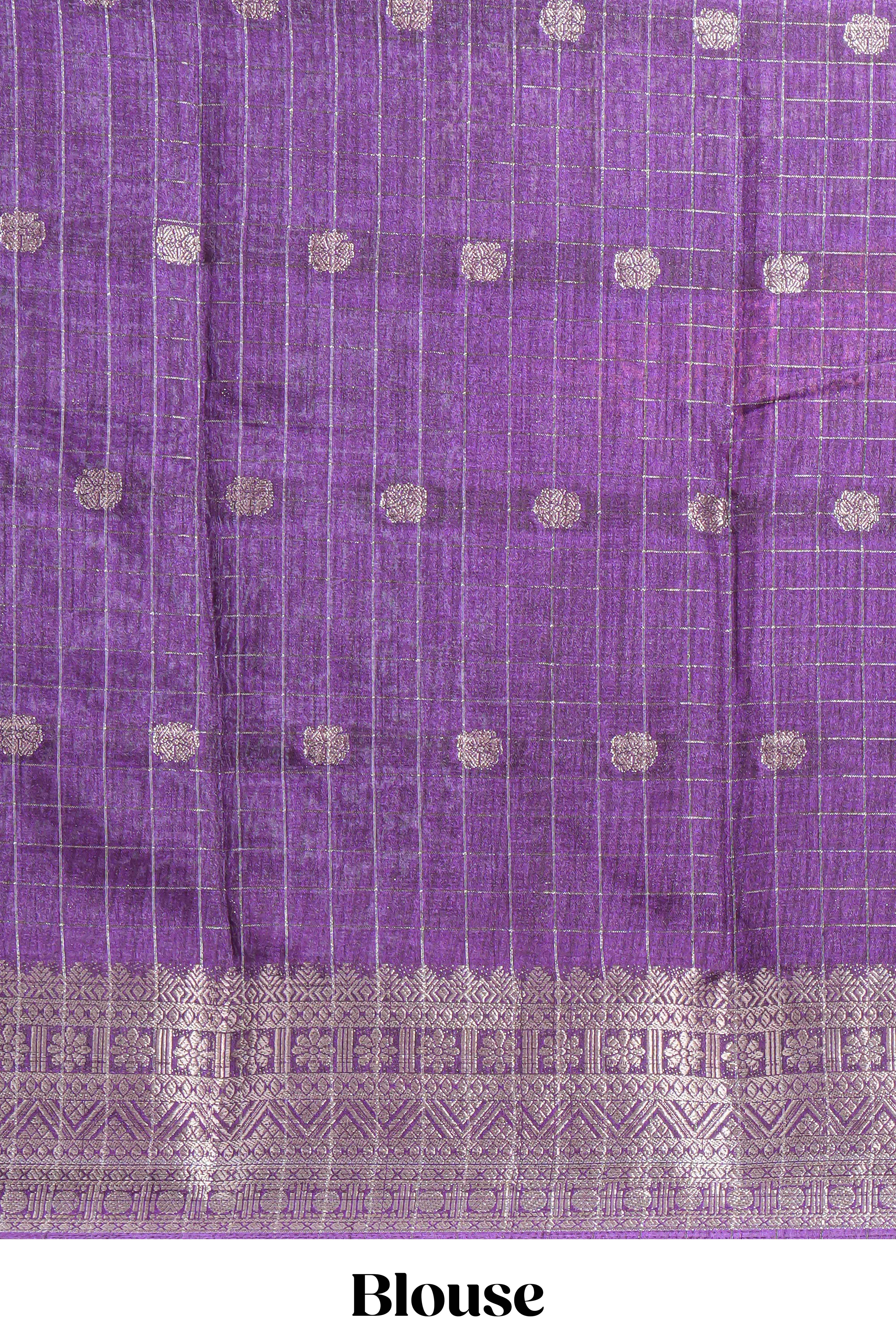 White and yellow Dola Silk Saree with rich zari border woven butis and a designer pallu along with contrast blouse
