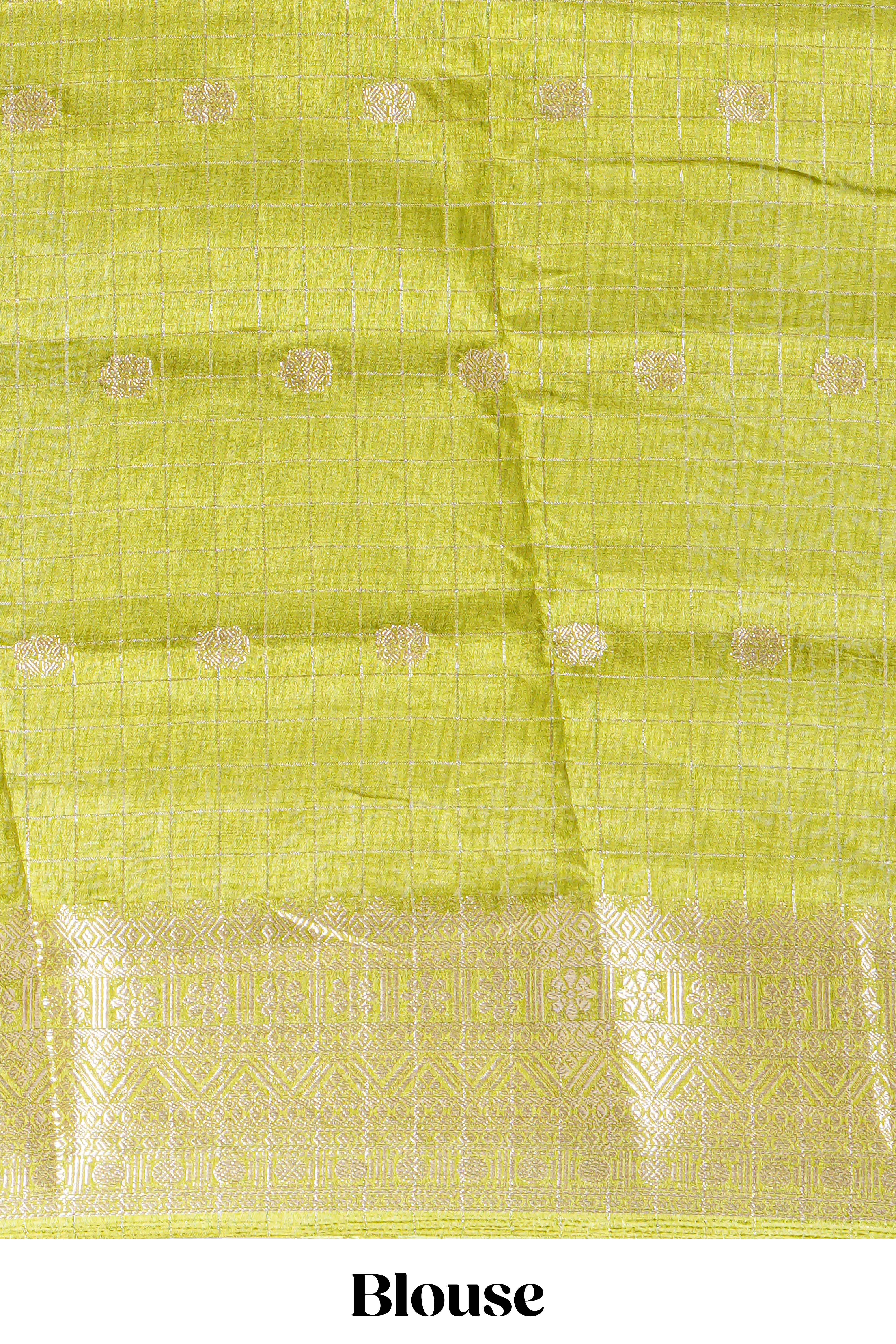White and purple Dola Silk Saree with rich zari border woven butis and a designer pallu along with contrast blouse