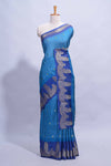 Dark blue Dola Silk Saree with elegant zari butis a rich zari border woven designer pallu along with matcing blouse