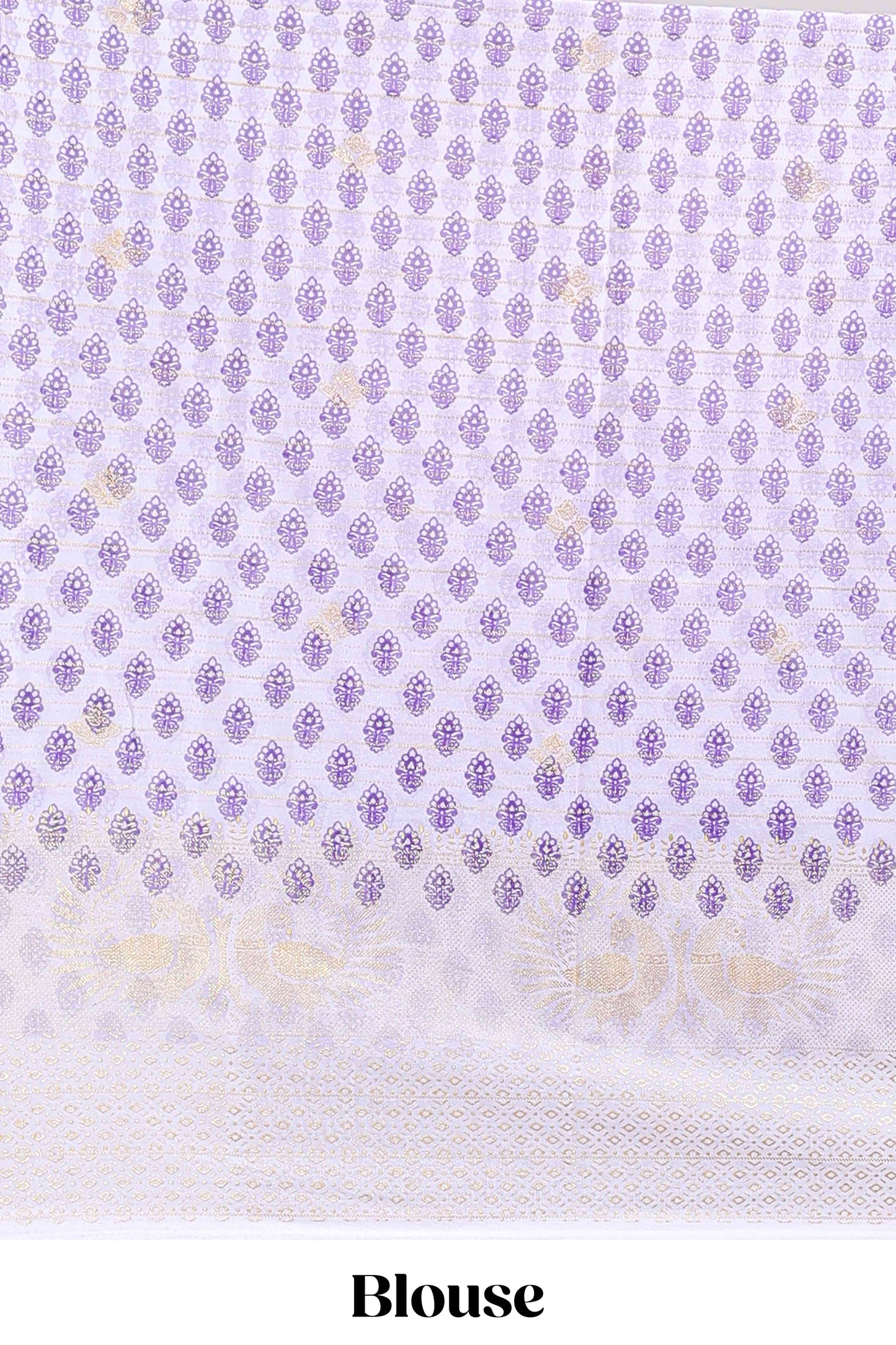 Violet zari striped dola silk saree with contrast zari border and blouse