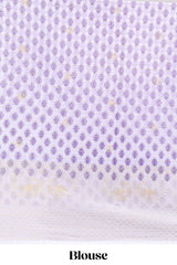 Violet zari striped dola silk saree with contrast zari border and blouse