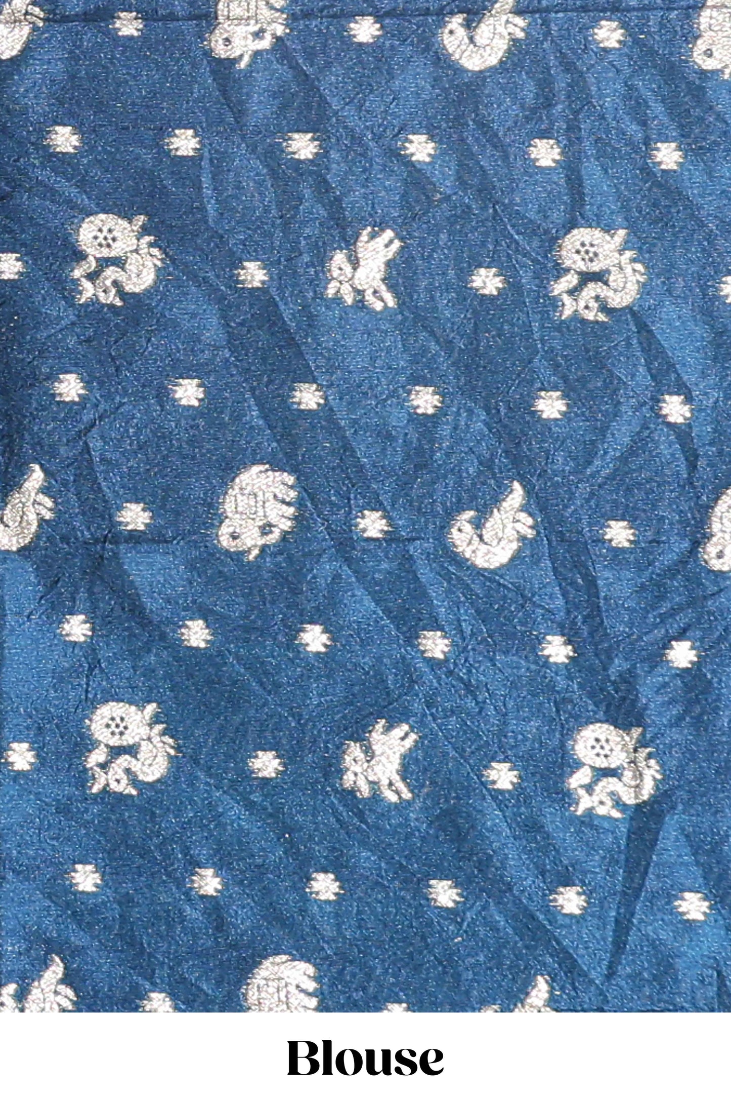 Midnight blue zari butta dola silk saree with self zari border and printed pallu