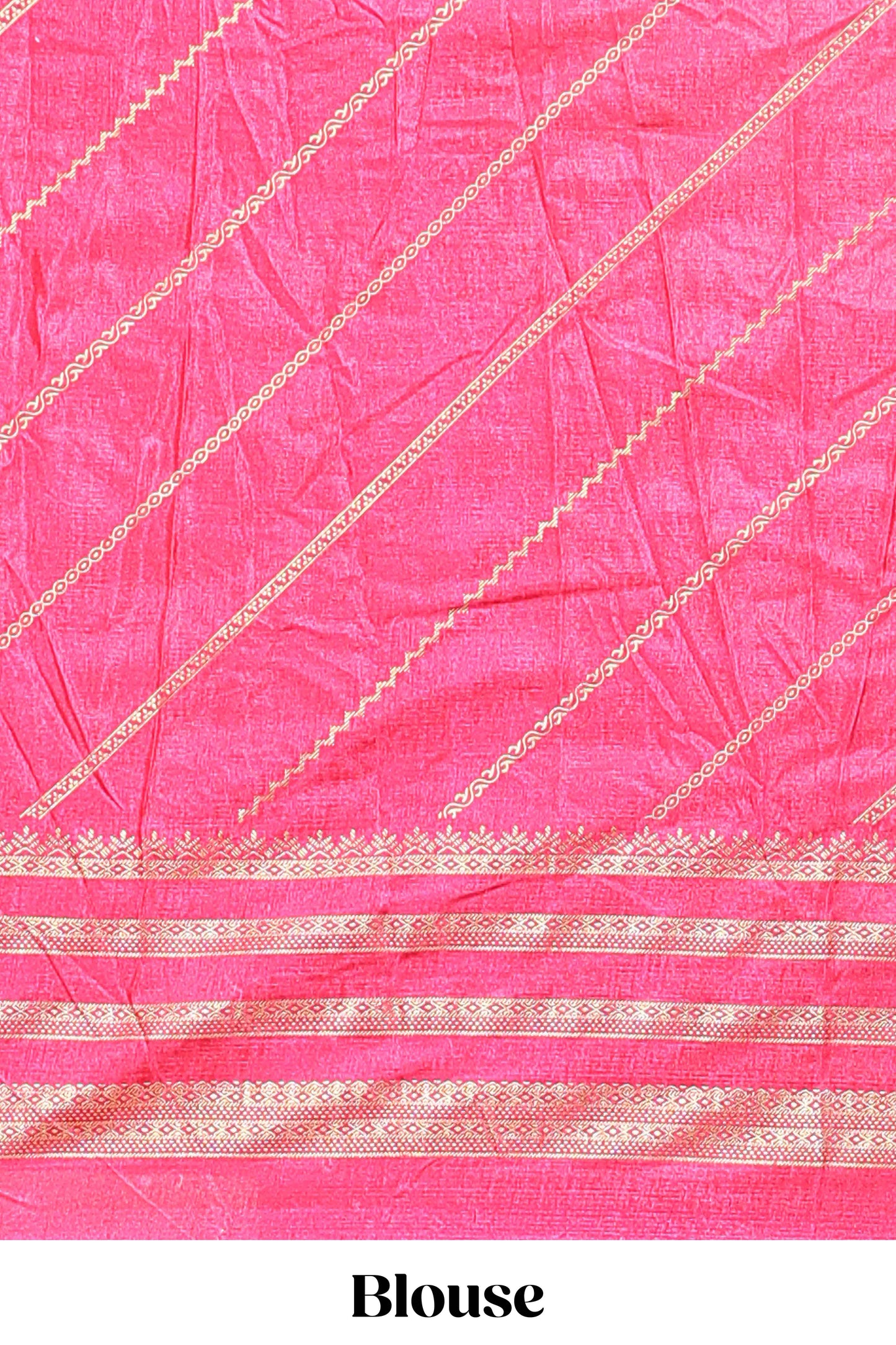 Blue zari striped saree in dola silk with contrast woven border and blouse