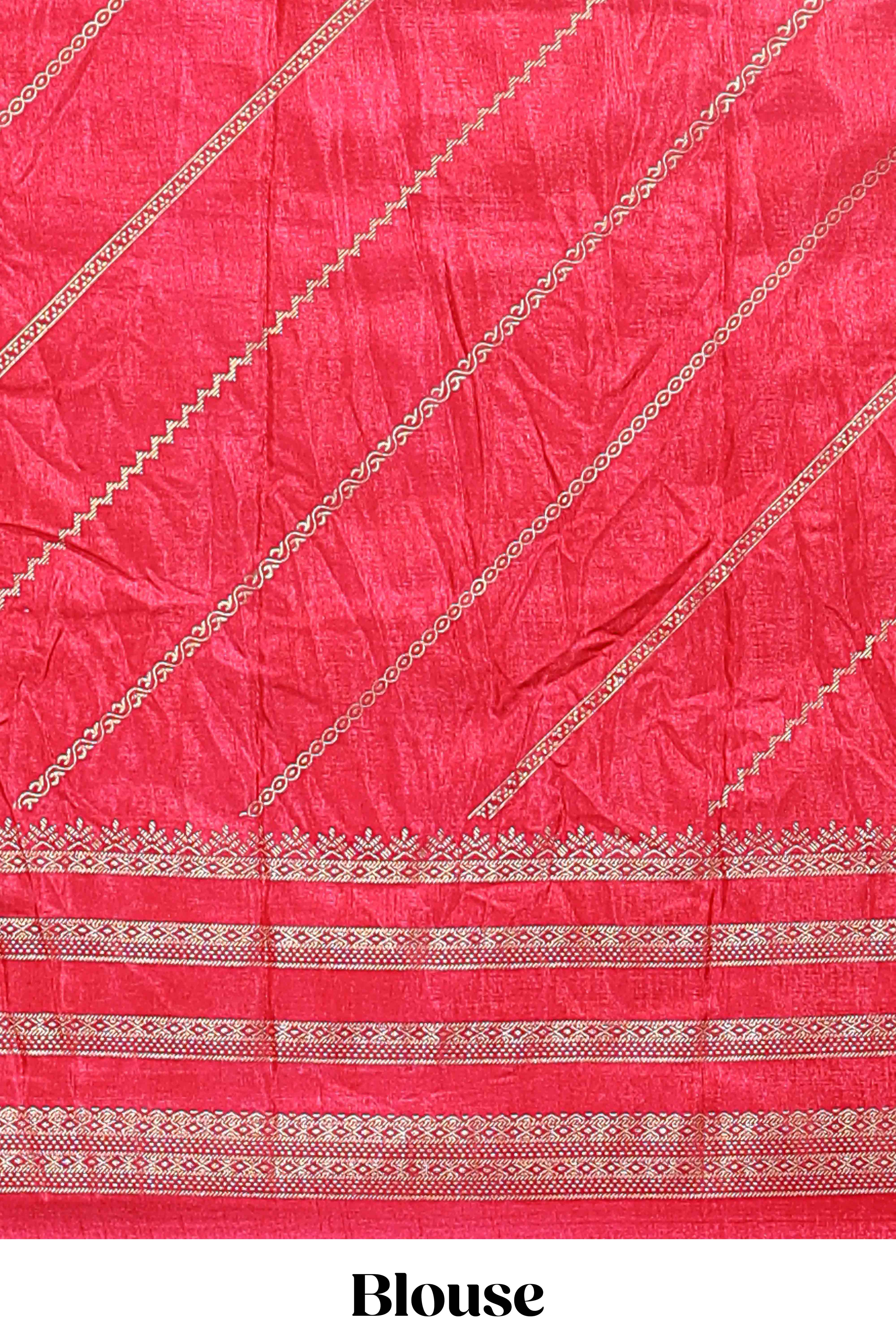 Black zari striped saree in dola silk with contrast woven border and blouse