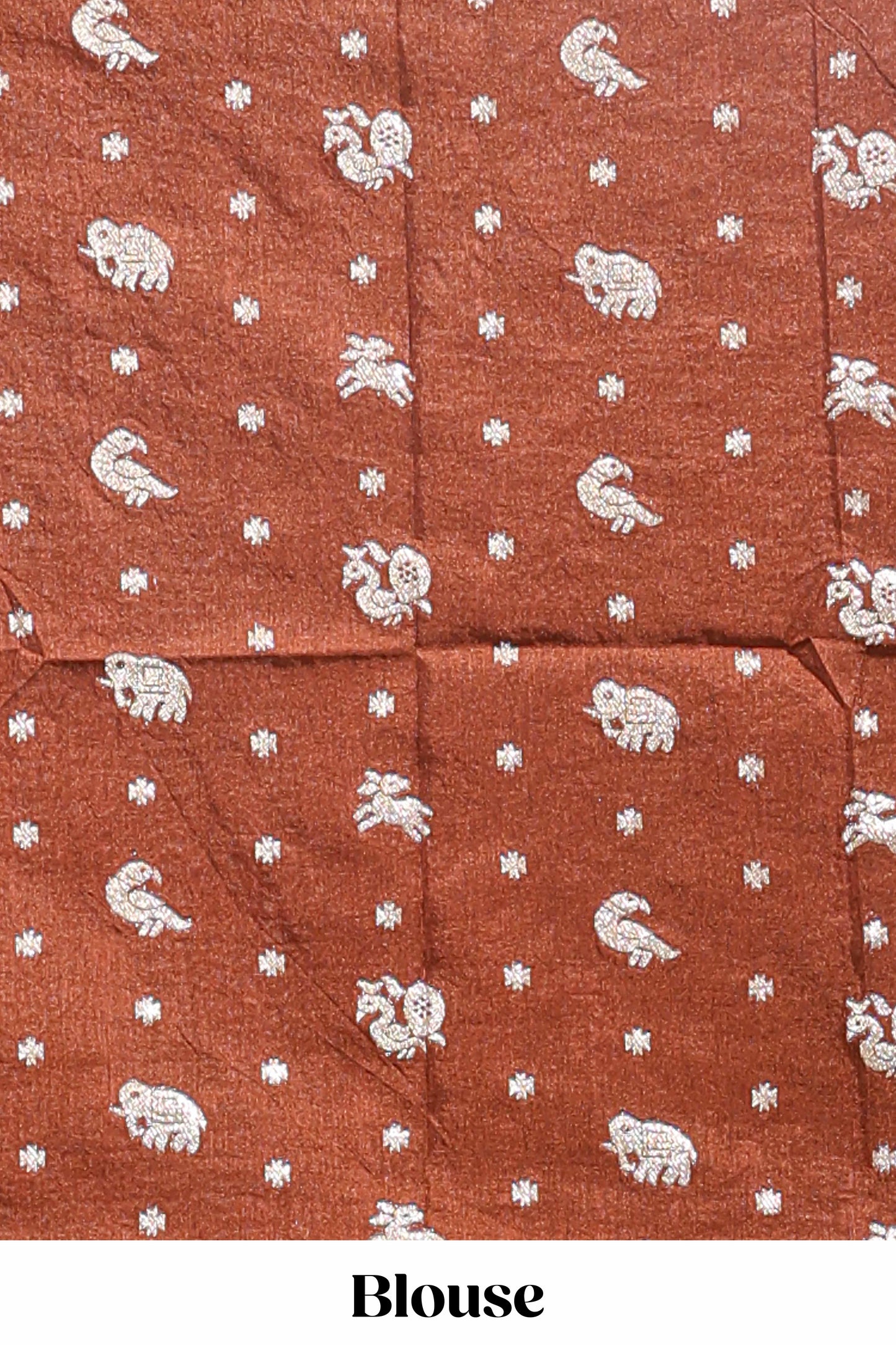 Brown zari butta dola silk saree with self zari border and printed pallu