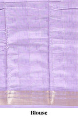 Lavender floral design dola silk saree with sellf zari border and matching blouse