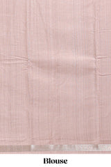 Plaindola silk saree with floral printed border and plain contrast blouse