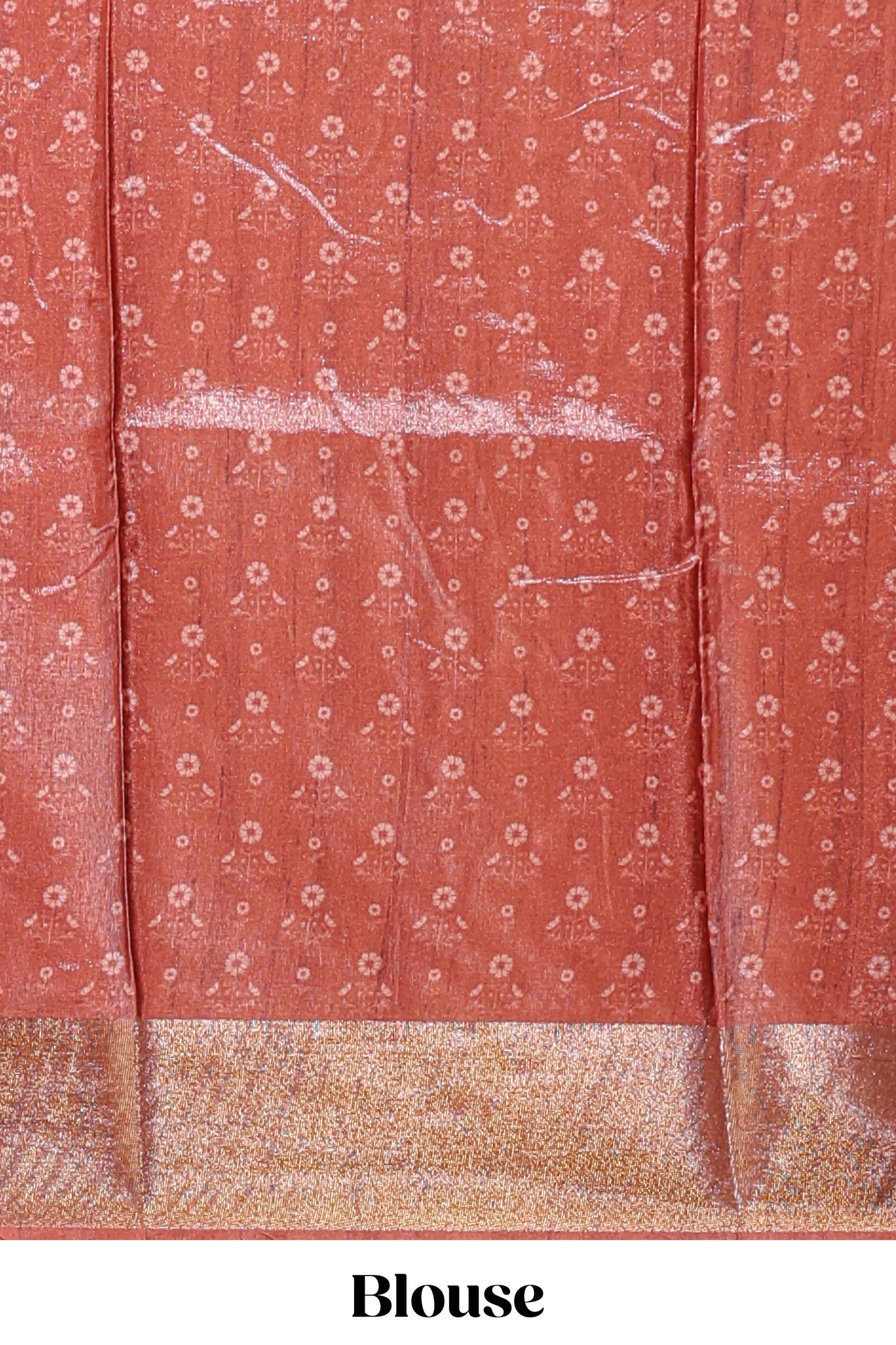 Brown dola silk saree with contrast coper gold zari border and contrast blouse