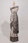 Dola silk saree all overcrepe floral printeddesign with copper zari border and pallu