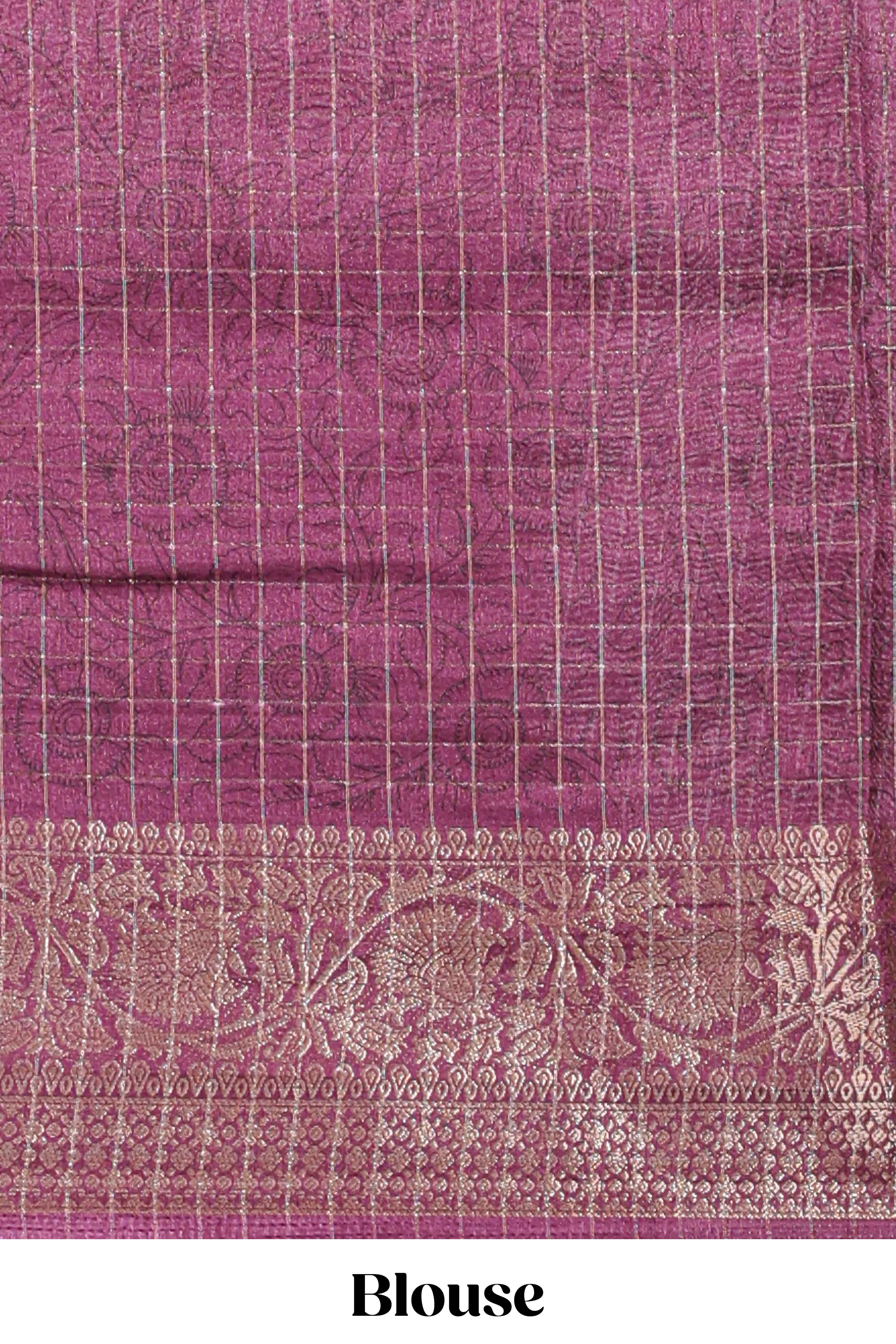 Dola silk saree all overcrepe floral printeddesign with copper zari border and pallu