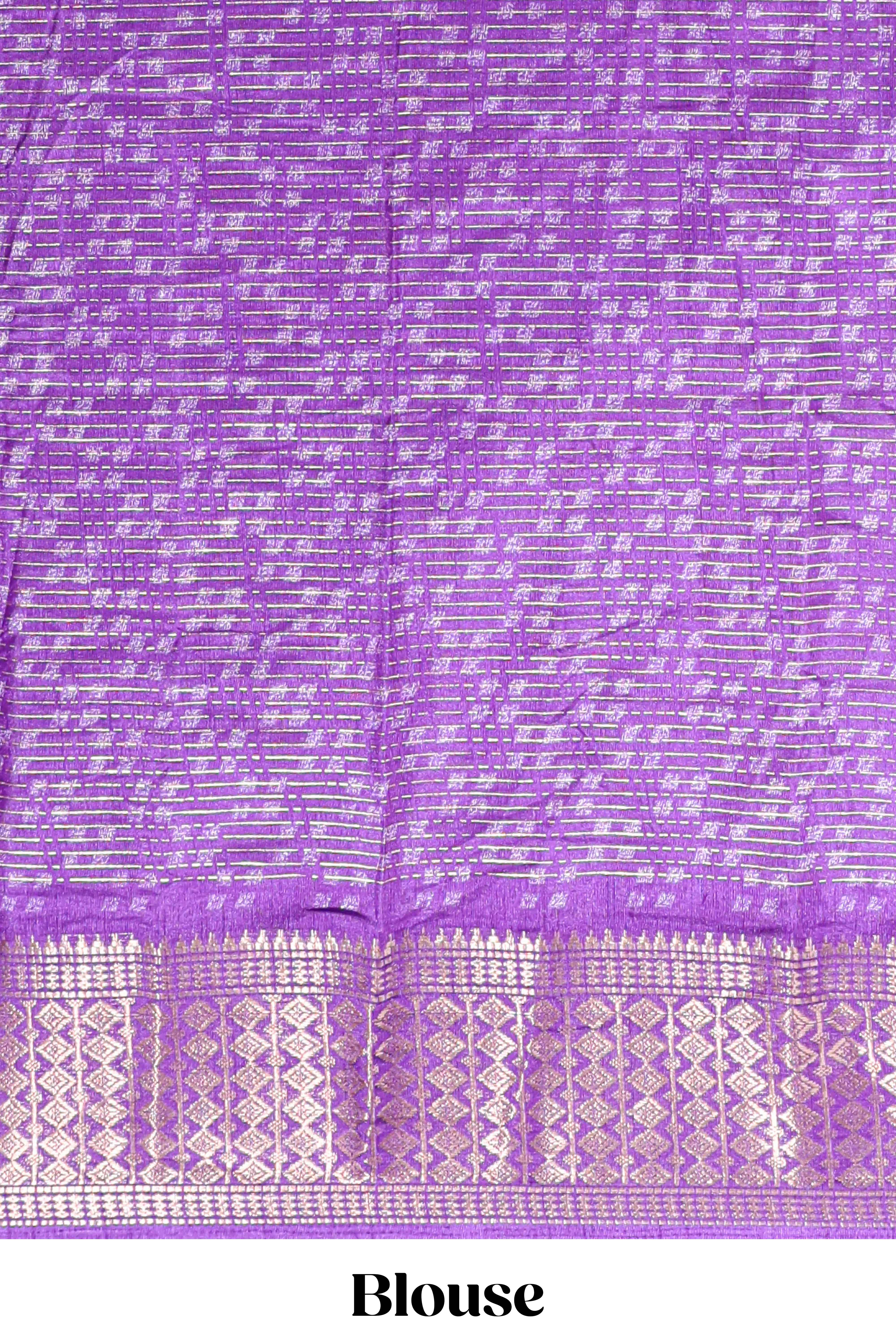 Dola silk saree all overzari workdesign with contrast zig zag border and contrast kalmkari printed pallu