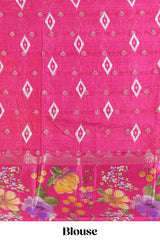 Off white floral design dola silk saree with contrast floral border and printed motifs blouse