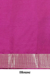 Blue zari striped dola silk saree with contrast zari border and striped pallu