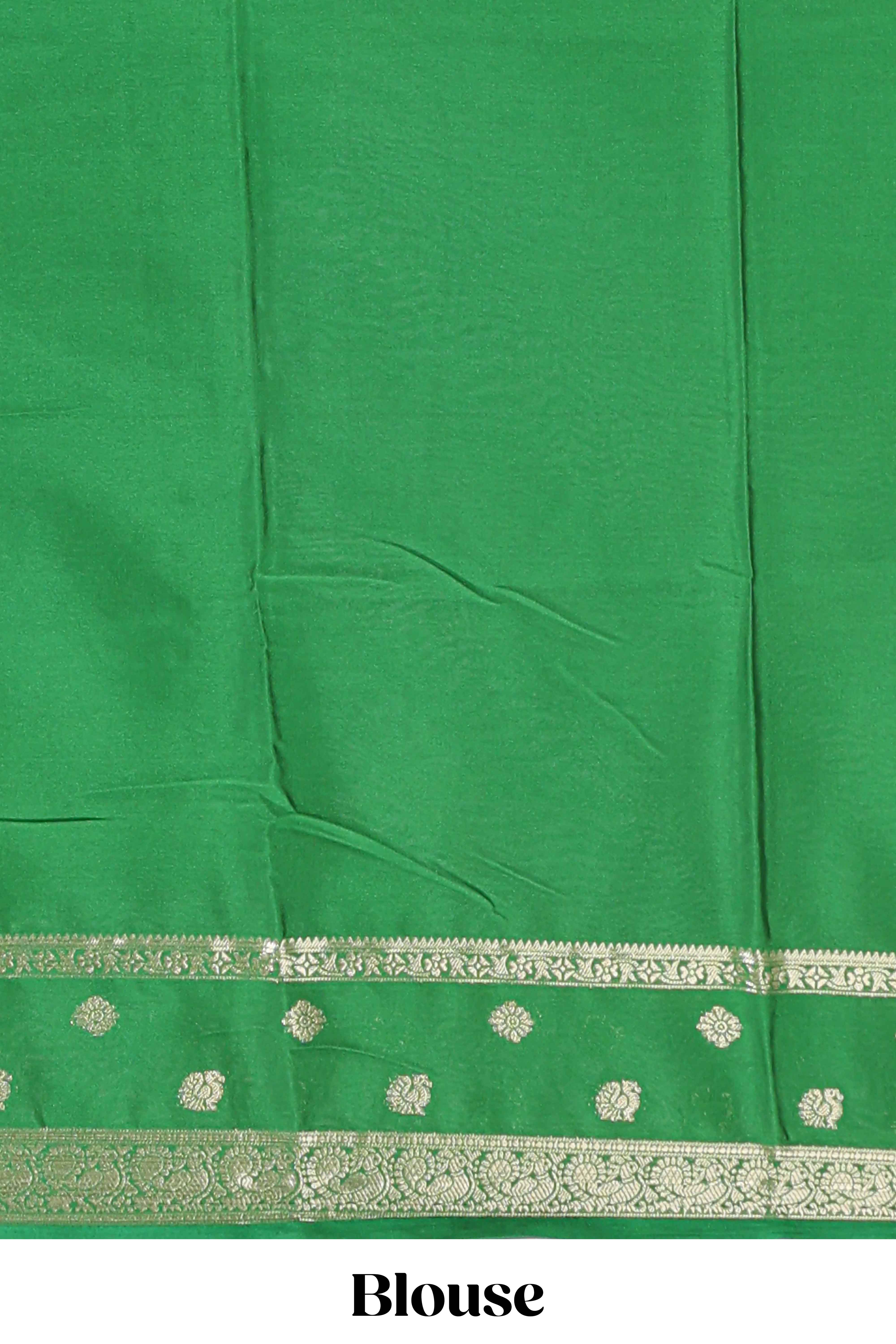 Yellow striped bird zari butta dola silk saree with contrast zari border and blouse