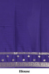 Blue striped bird zari butta dola silk saree with contrast zari border and blouse