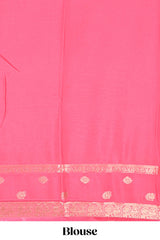 Maroon striped bird zari butta dola silk saree with contrast zari border and blouse