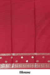 Orange striped bird zari butta dola silk saree with contrast zari border and blouse