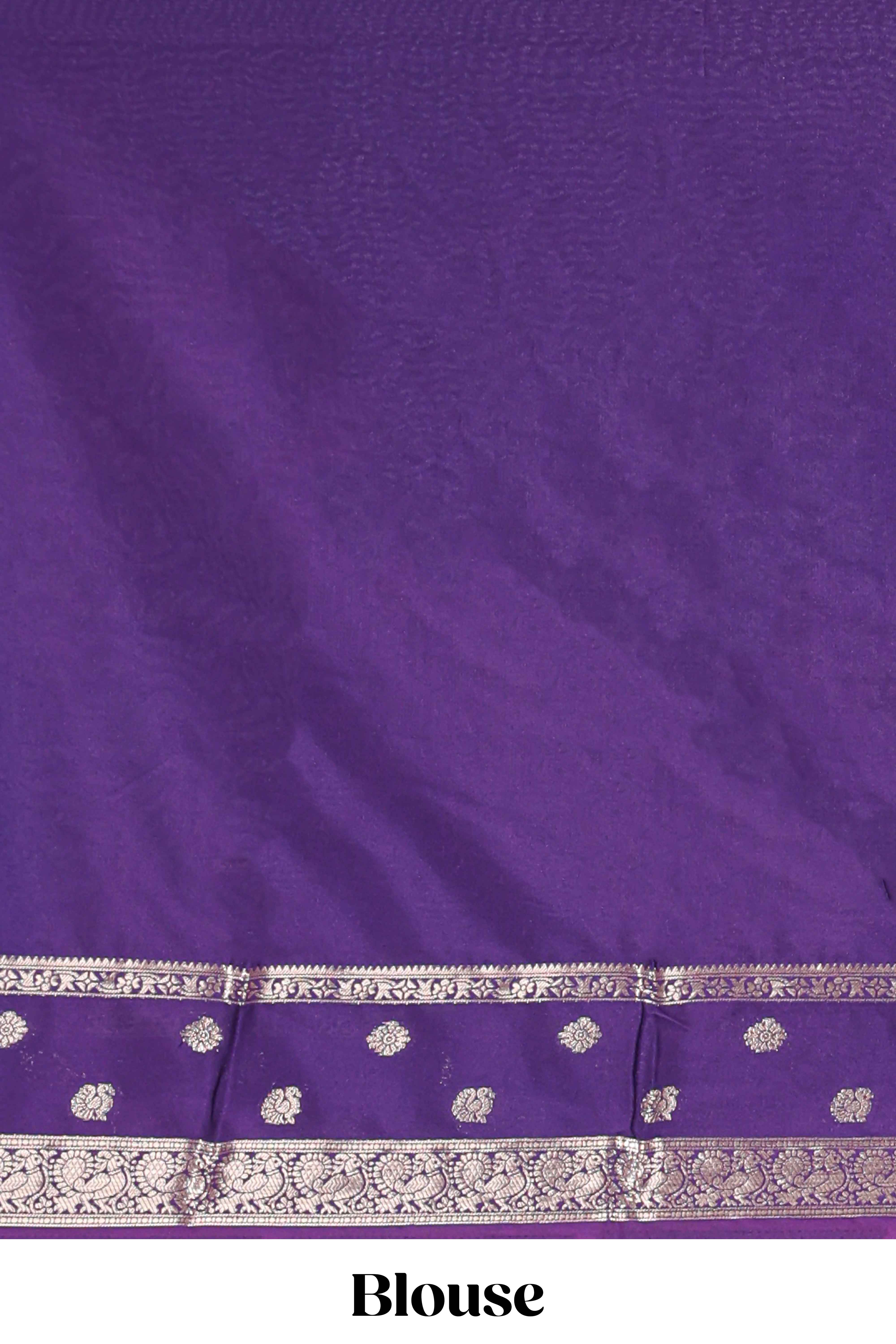 Turquoise blue striped bird zari butta dola silk saree with contrast zari border and blouse