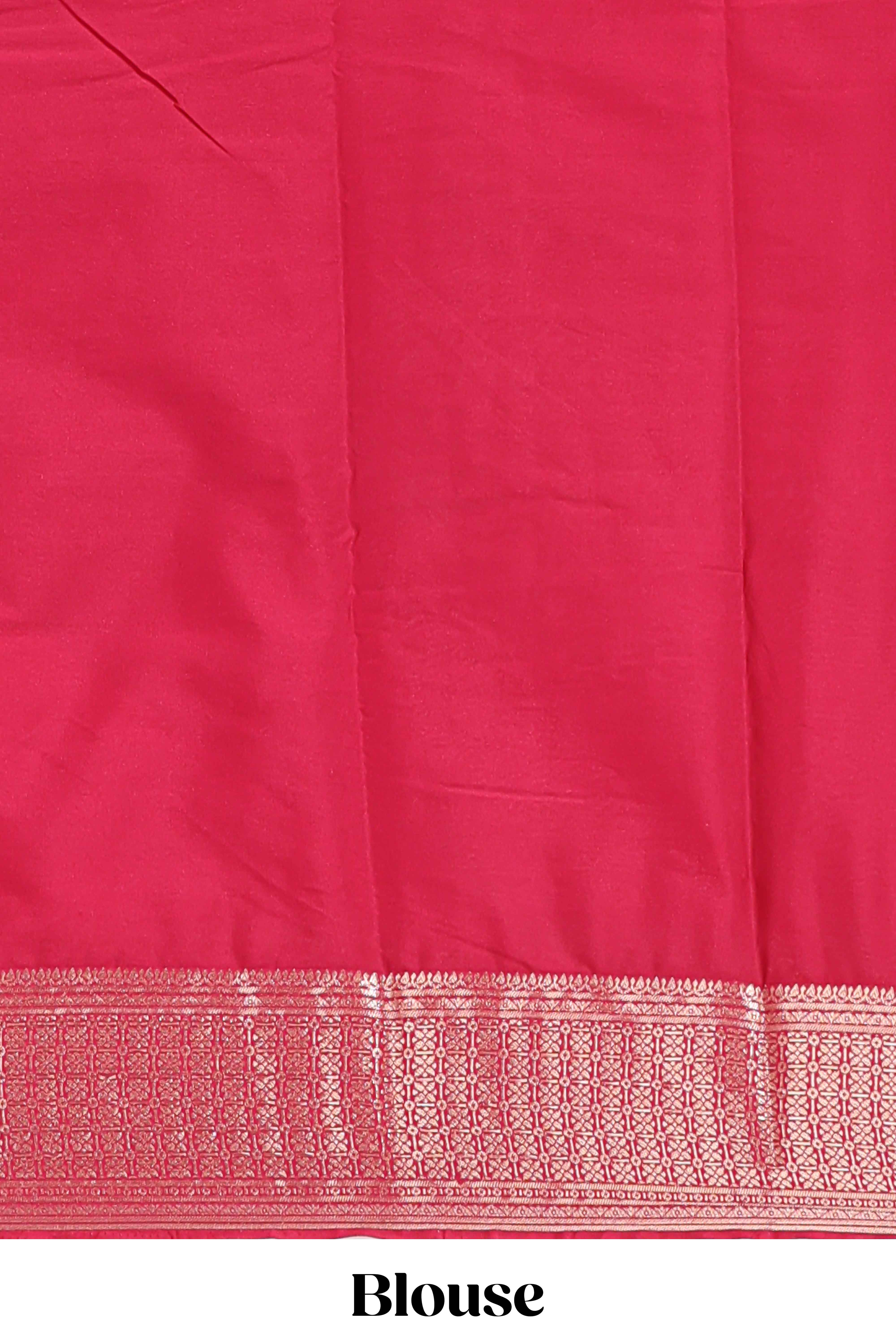 Peach zari striped dola silk saree with contrast zari border and striped pallu
