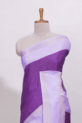 Purple striped dola Saree with contrast border and blouse