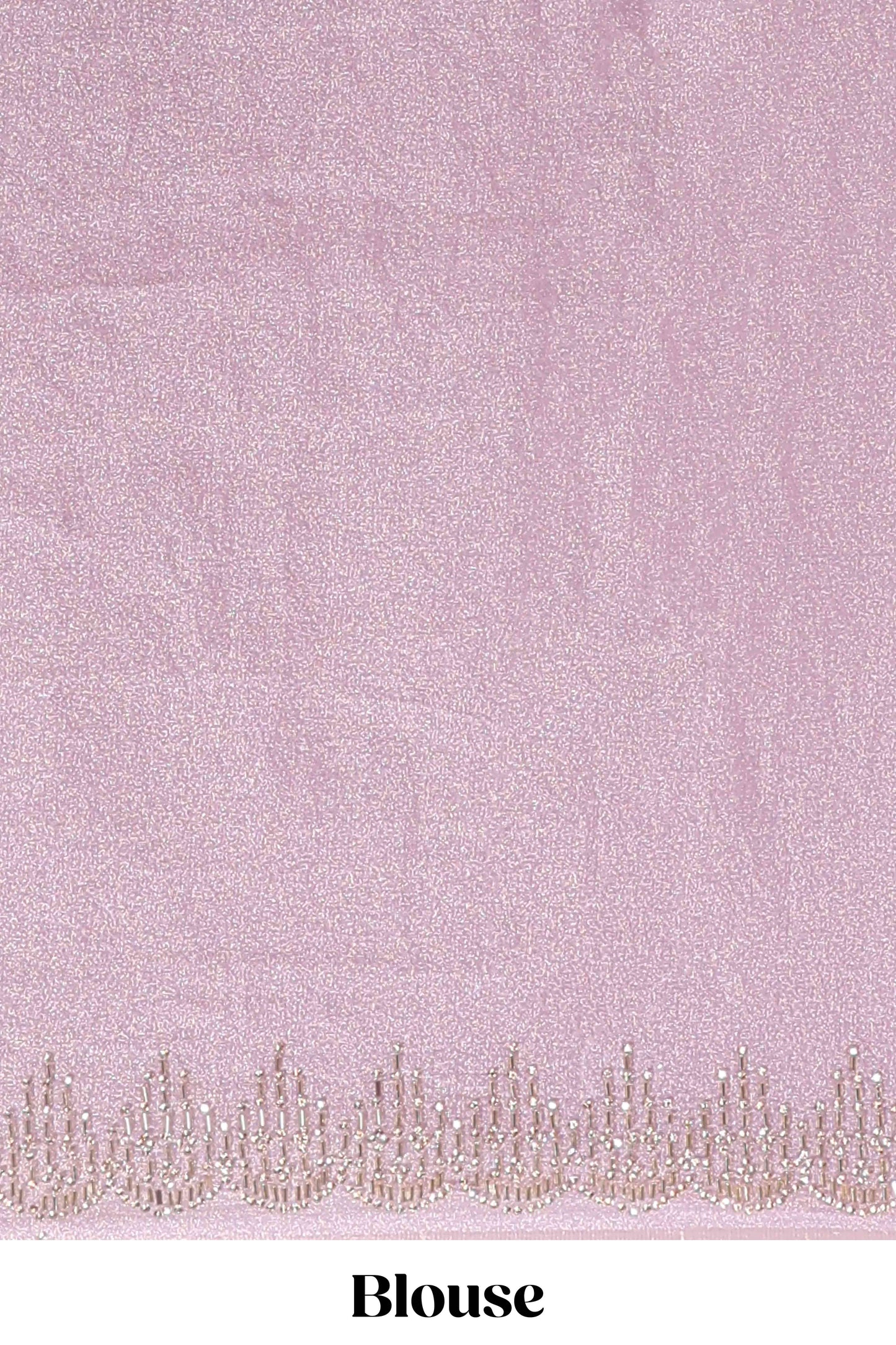 Lavender designer saree with floral motifs, stone work & scallop border