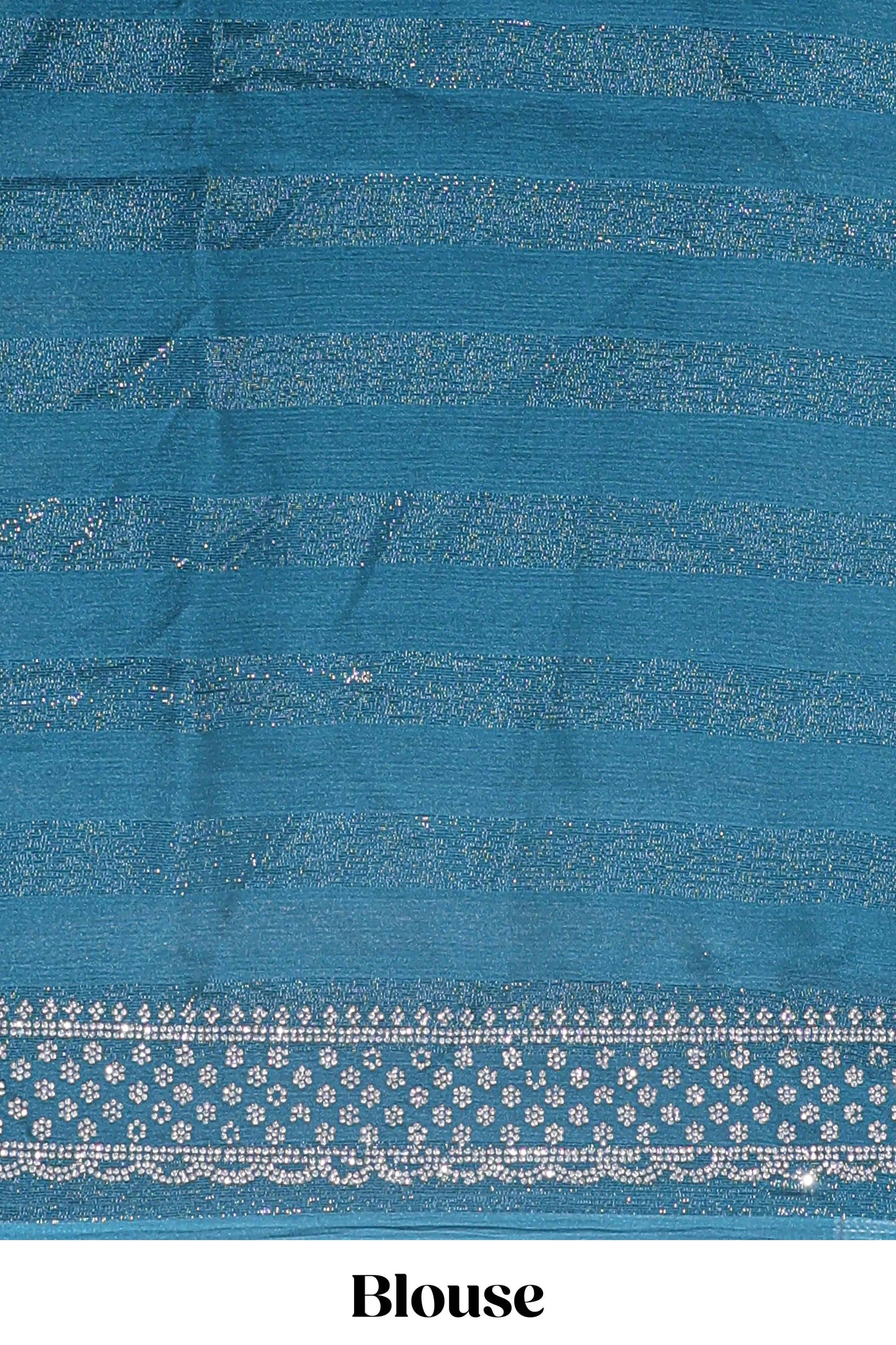 Forest green wave design stone work designer saree with self scallop border and matching blouse