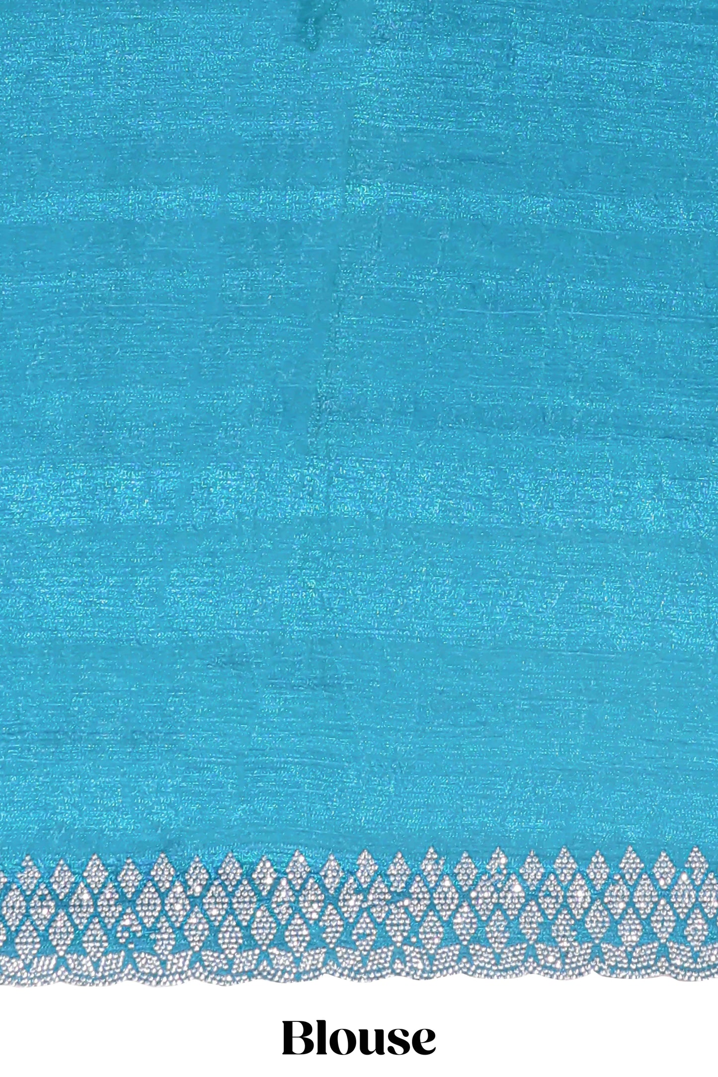 Turquiose green geometric design stone work designer saree with self scallop border and matching blouse