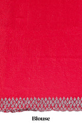 Pink geometric design stone work designer saree with self scallop border and matching blouse