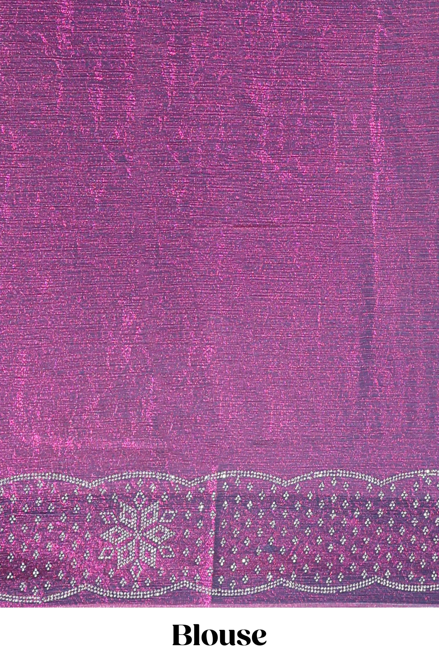 Purple dotted stone work designer saree with self floral design scallop border and matching blouse