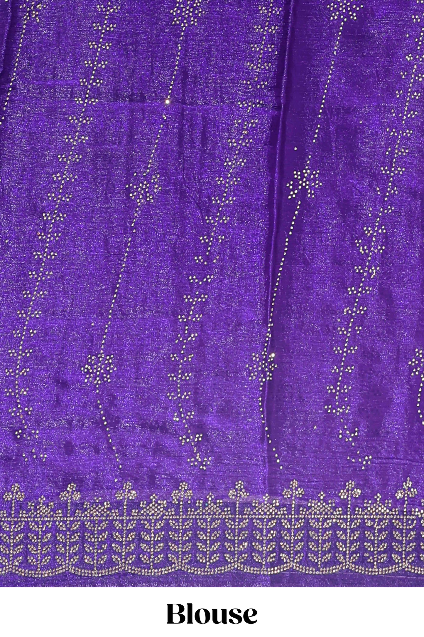 Violet striped floral design stone work designer saree with self scallop design border and matching blouse