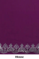 Purple saree with silver sequin wave patternembellished scallop border and matching designer pallu along with work blouse