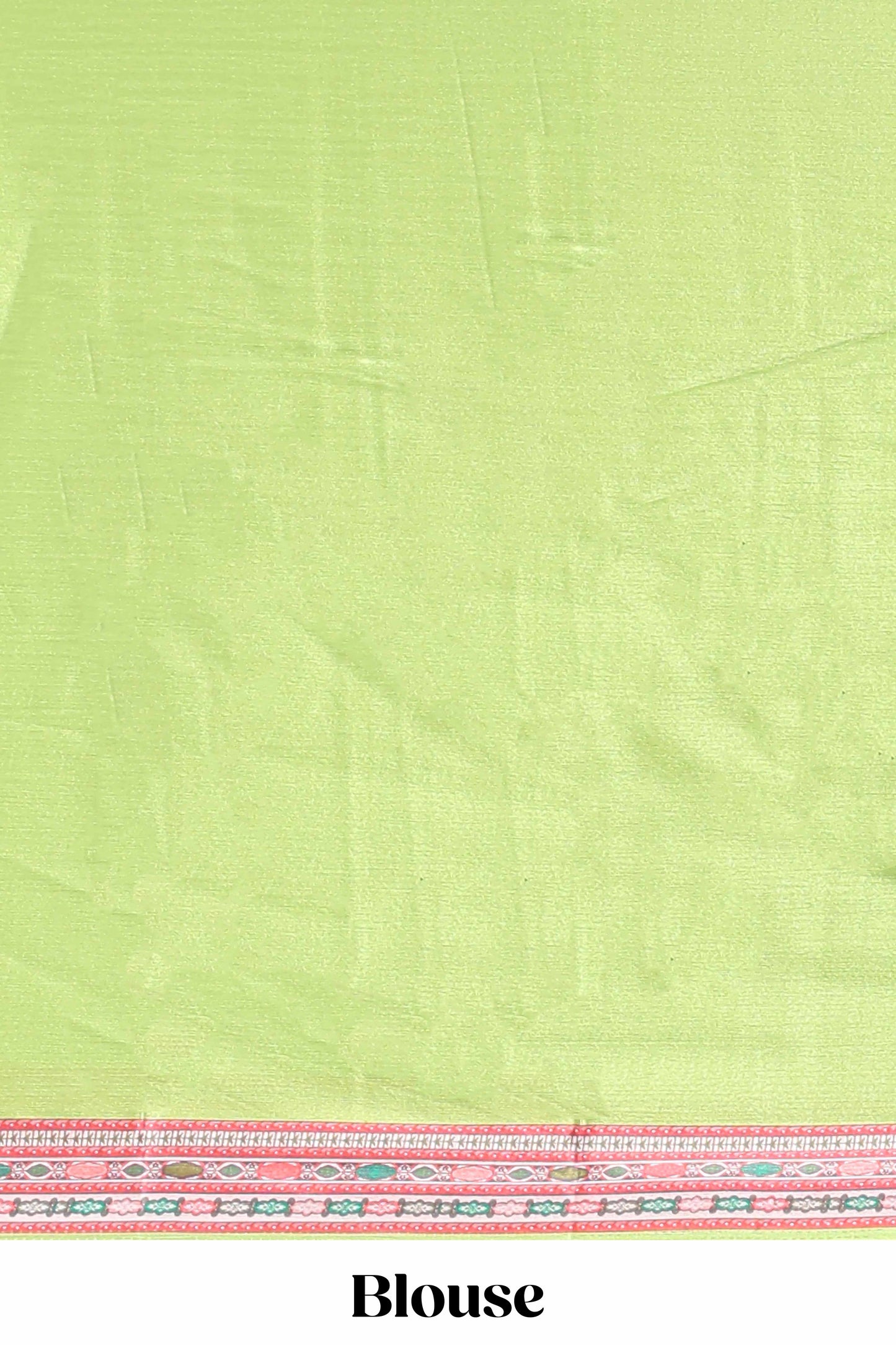 Green geometric pattern & floral design masakali saree with self border and matching blouse