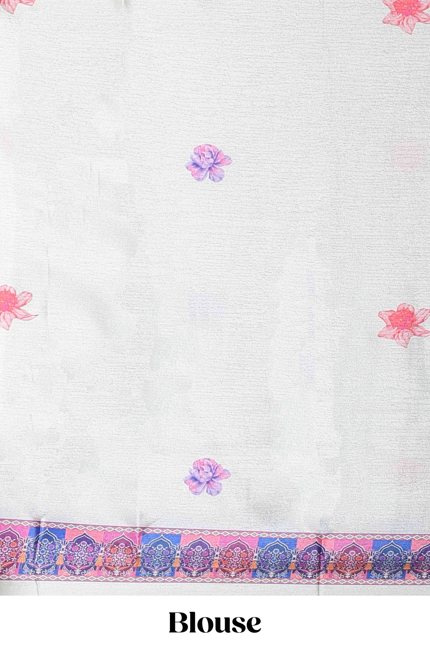 Cream floral print georgettte saree with self floral design border matching striped pallu