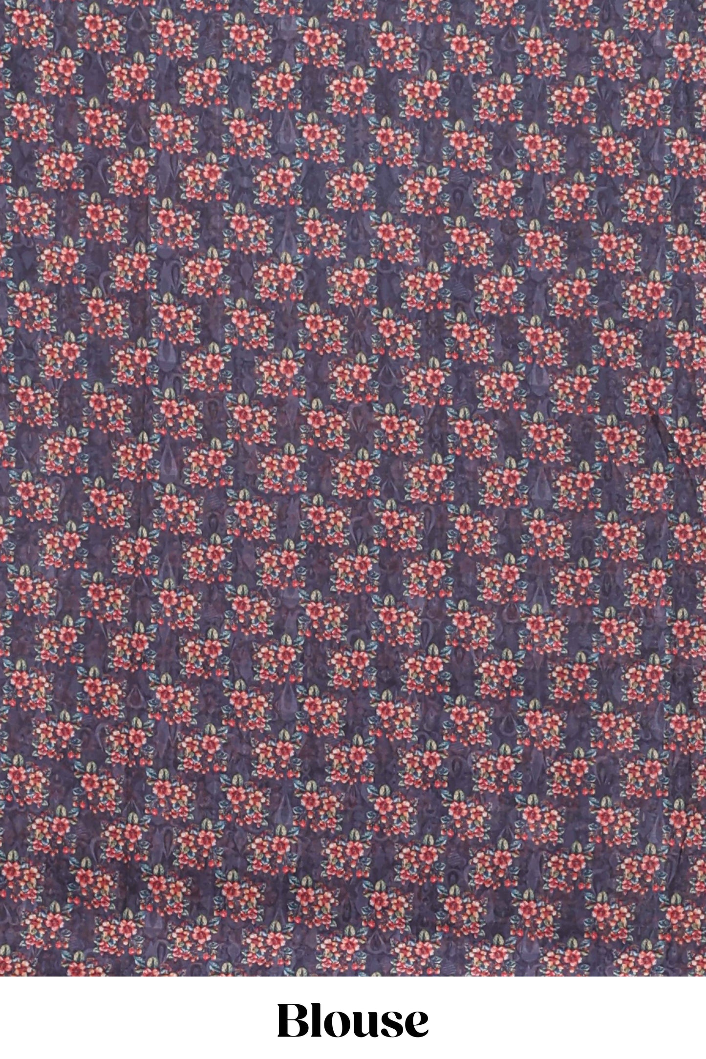 Borderless Grey digital floral design georgette saree with matching printed blouse
