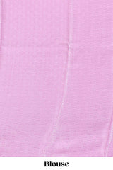 Blue & pink dual shade floral design georgette saree with contrast zari border and blouse